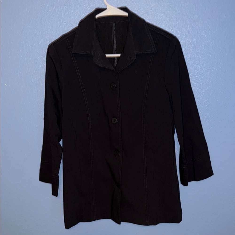 Equestrian Black Stretch Button-Up Riding Jacket - medium. JJ